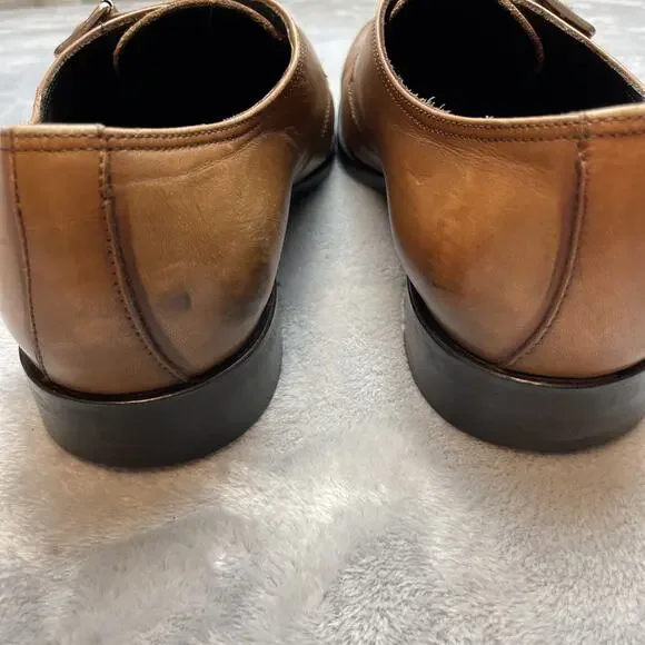 To Boot New York Monk Strap Oxford Dress‎ Shoes Mens 10 Caramel Brown Leather